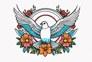 holy spirit

old school vintage simple traditional design with vintage flowers surrounding
bold color simple tattoo idea