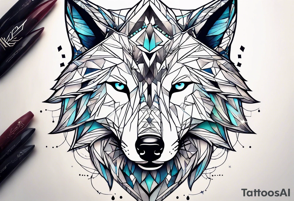 Constellation, two animal wolf, géométric tattoo idea
