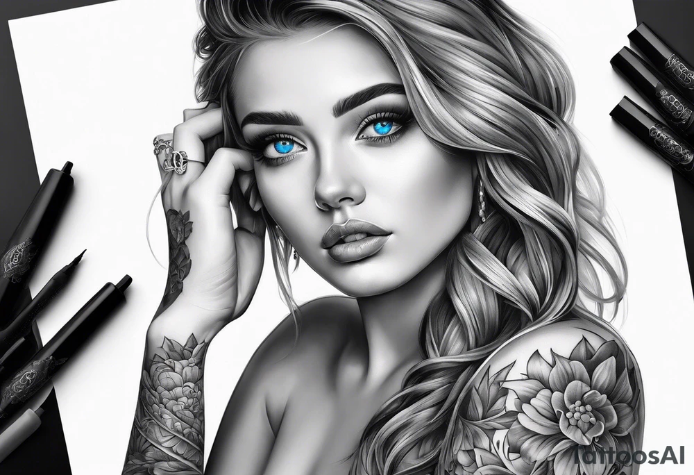 A girl with blue eyes tattoo idea