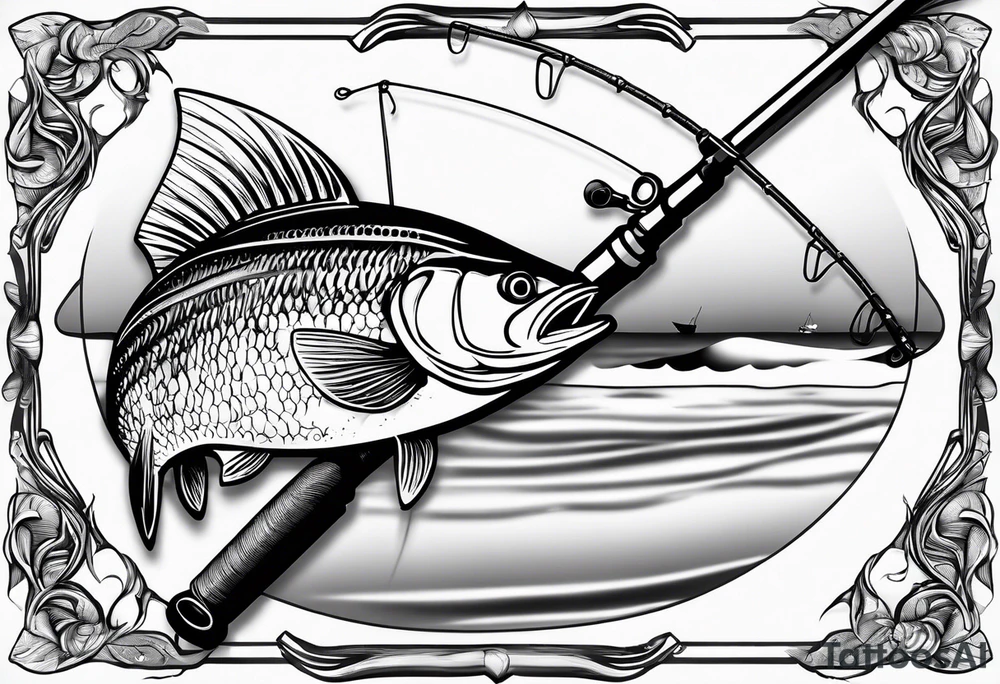 Fishing rod on a beach tattoo idea