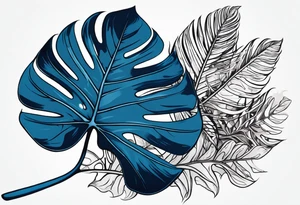 Monstera Ableger blau, orientalische fliesen tattoo idea