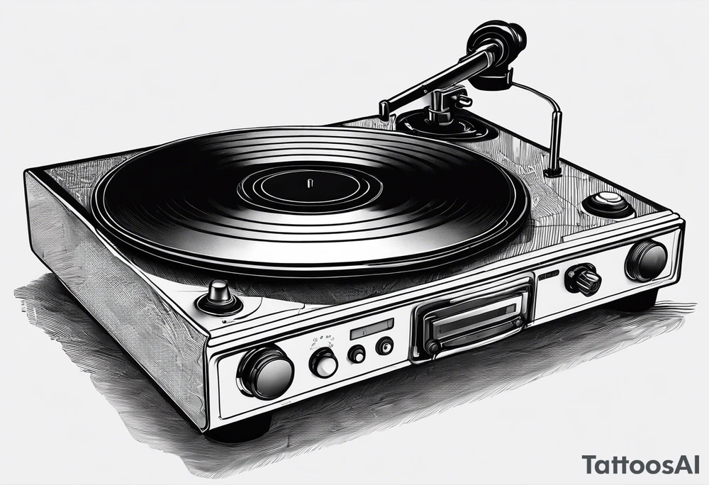 Recordplayer minimalistic fineline drawed in 2D tattoo idea Recordplayer minimalistic fineline drawed in 2D tattoo idea