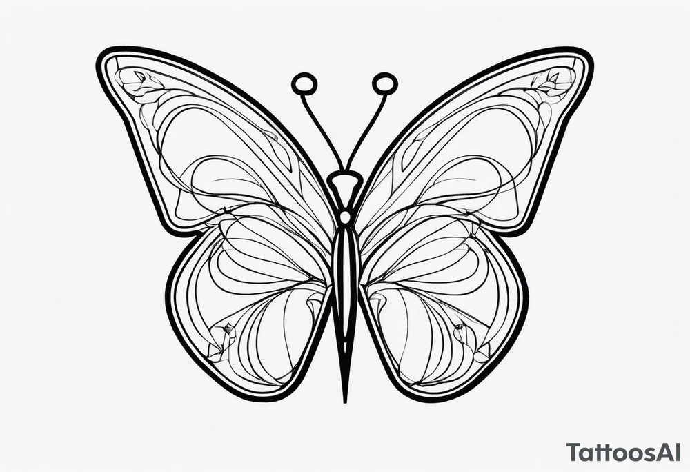 Create a Fine Line tattoo made out of three letter M’s and very pretty maybe a butterfly tattoo idea