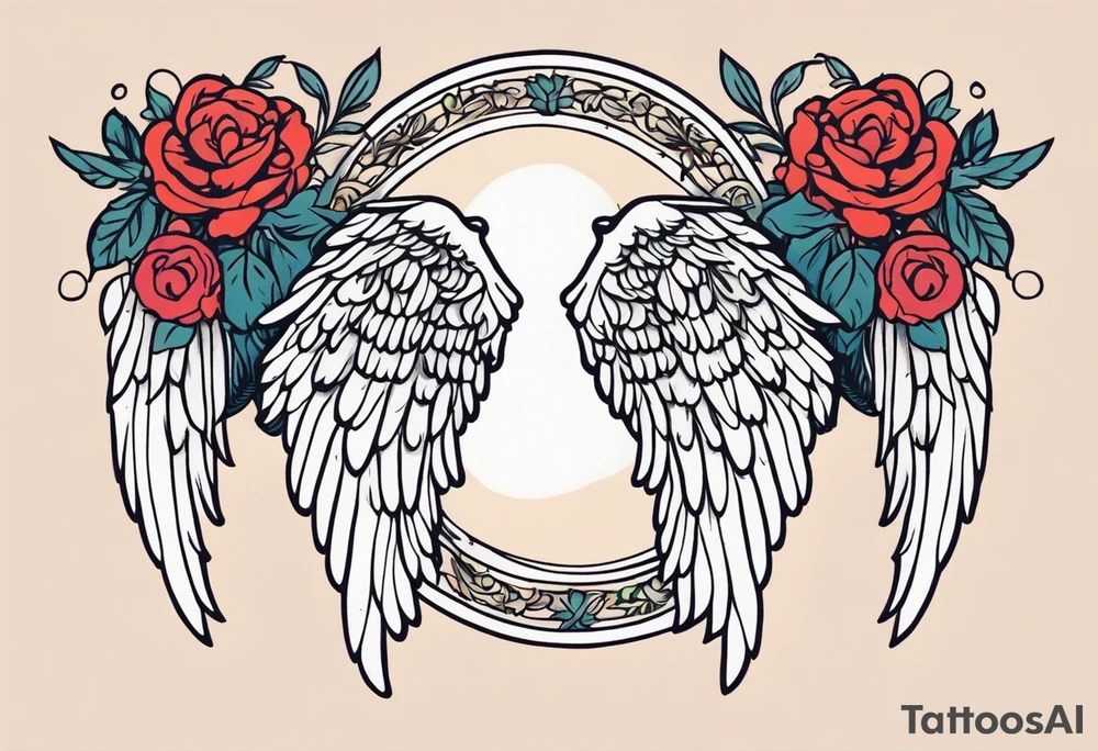 angel wings
old school vintage simple traditional design surrounded by vintage flowers


bold color simple tattoo idea