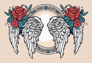 angel wings
old school vintage simple traditional design surrounded by vintage flowers


bold color simple tattoo idea