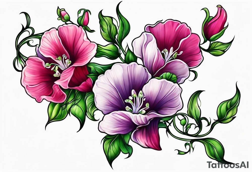 sweet peas vine design tattoo idea