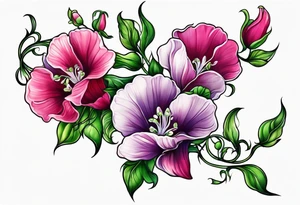 sweet peas vine design tattoo idea
