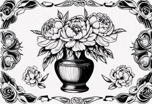 Old school vase with peonies in it tattoo idea