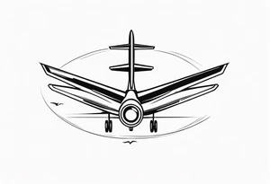 Infinity symbol with letter R & P and simple airplane flying tattoo idea