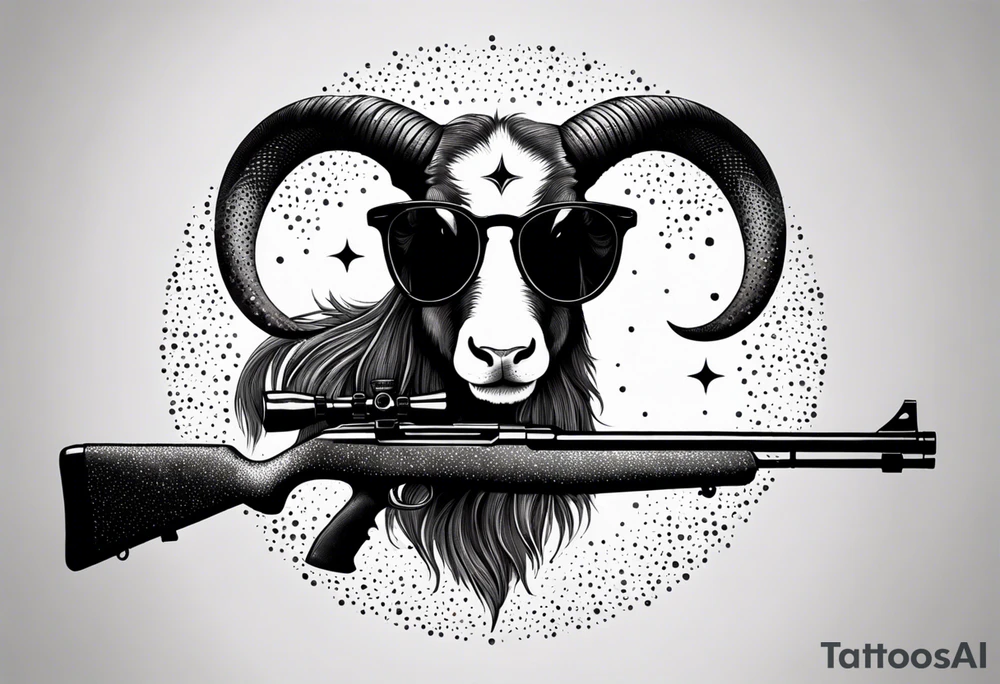 capricorn with sunglasses and shotgun tattoo idea