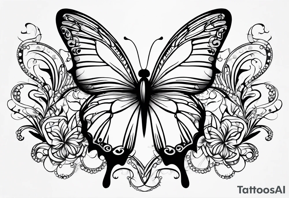Create a Fine Line tattoo made out of three letter M’s and very pretty maybe a butterfly tattoo idea