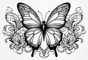 Create a Fine Line tattoo made out of three letter M’s and very pretty maybe a butterfly tattoo idea