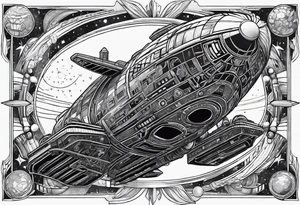 Afrofutistic space 
ship tattoo idea