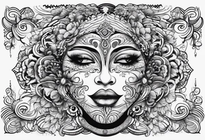 elongated cartoon face mouth open white eyes tattoo idea