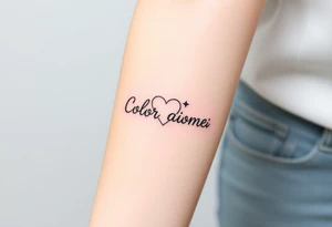 Color splash ambigram and flowers or hearts tattoo idea