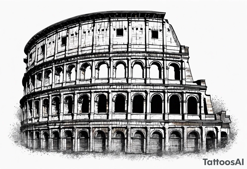 Weathered Roman colosseum tattoo idea
