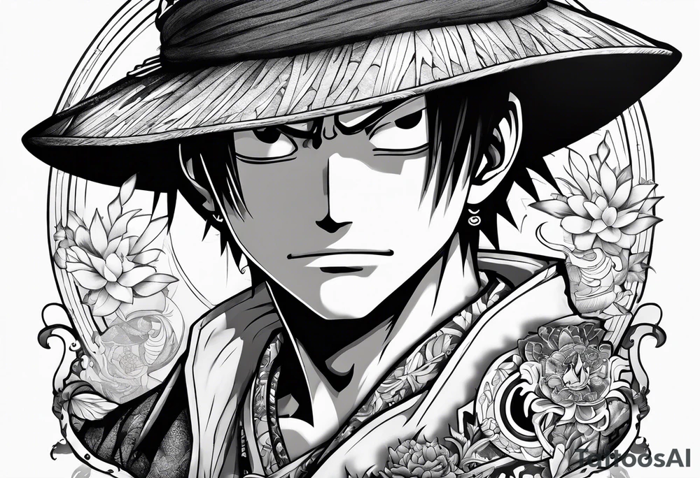 I want a half compas and half Mugiwara Luffy tattoo tattoo idea