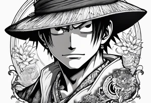 I want a half compas and half Mugiwara Luffy tattoo tattoo idea