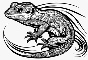 Abstract gecko using thick Japanese brushstrokes tattoo idea