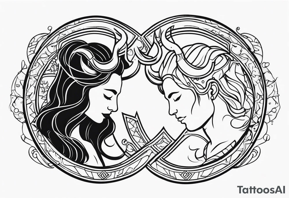 Couple's tattoos capricorn and aquarius uniting tattoo idea