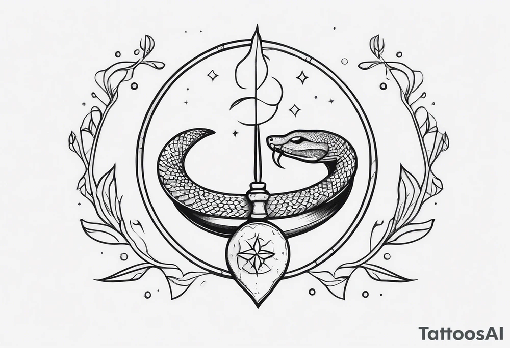 Fine line snake, moon phases, dagger tattoo idea