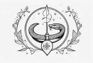 Fine line snake, moon phases, dagger tattoo idea