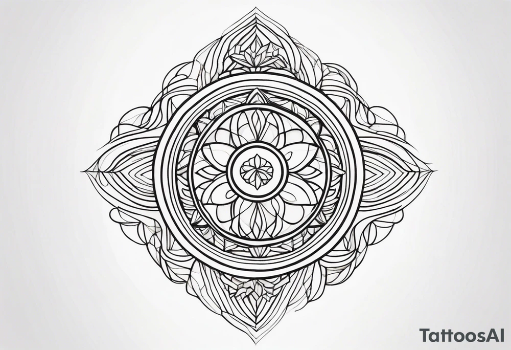 Geometric abstract tattoo, buddhism inspired, oval design tattoo idea