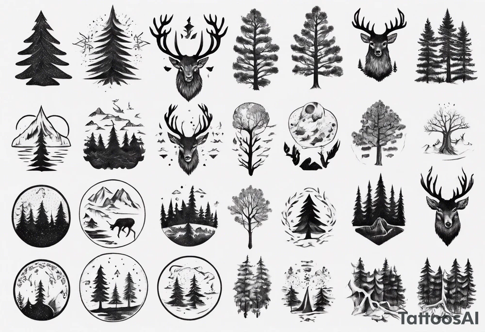 Nordic, forest, living in present, muscular tattoo idea