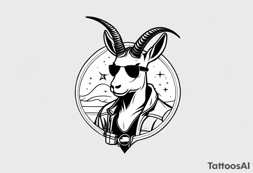 capricorn with sunglasses and shotgun tattoo idea
