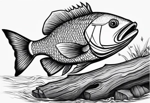 Jewfish on a log with a soccer ball tattoo idea