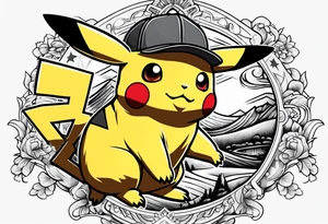 Pikachu drawing mona lisa tattoo idea