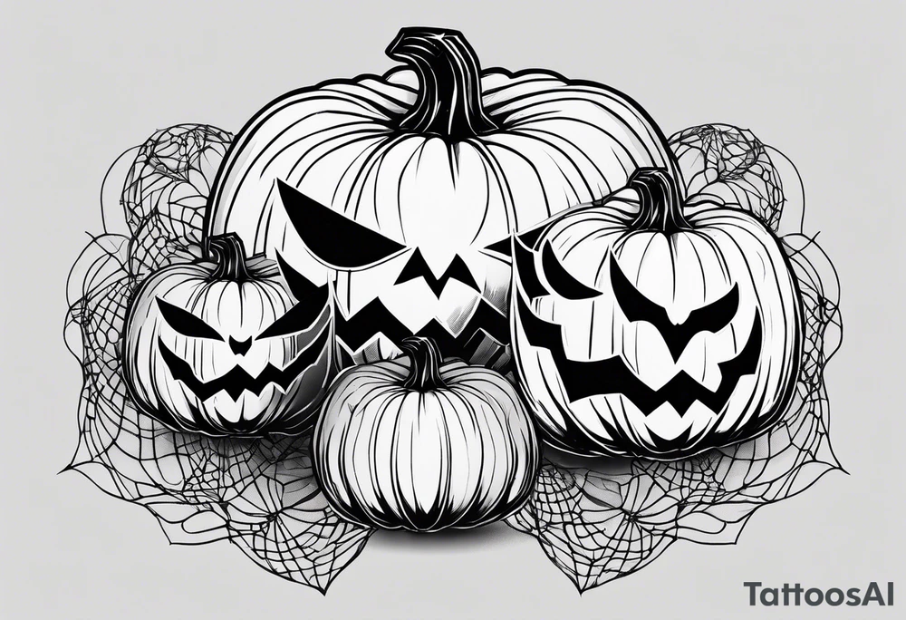 scary pumpkins with a spidernet in the background tattoo idea scary pumpkins with a spidernet in the background tattoo idea