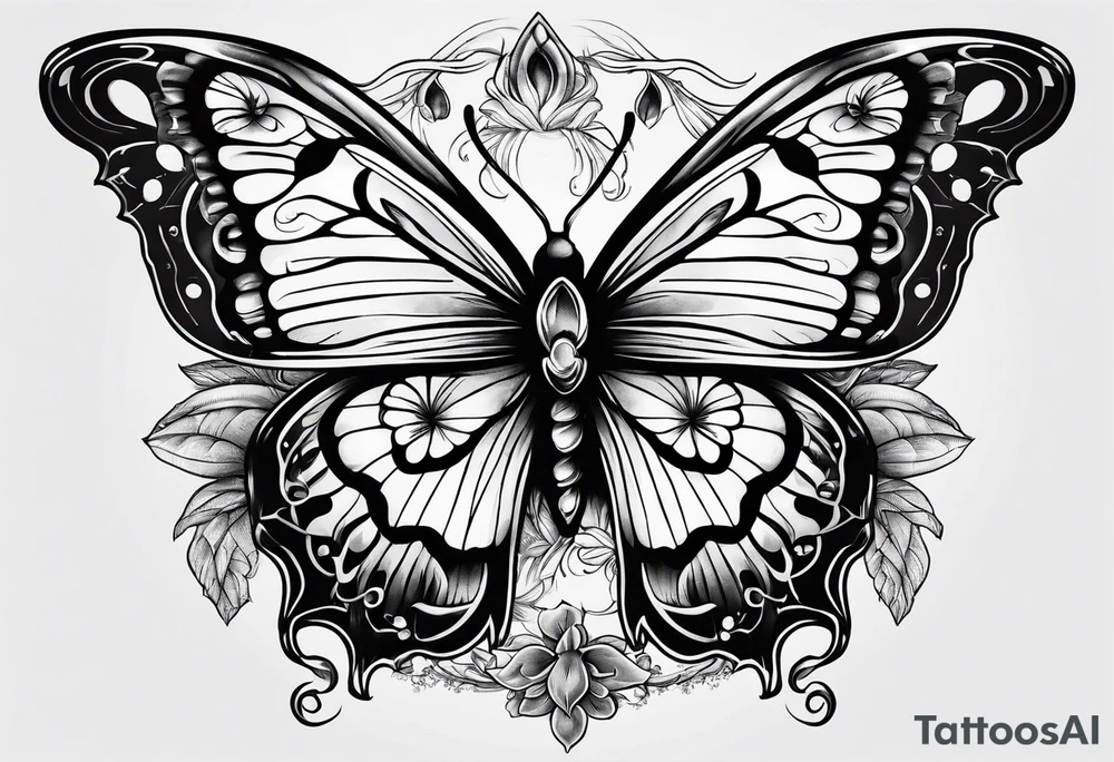 Death butterfly drugs mushroom tattoo idea