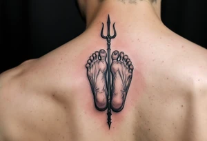 barefoot behind trident tattoo idea