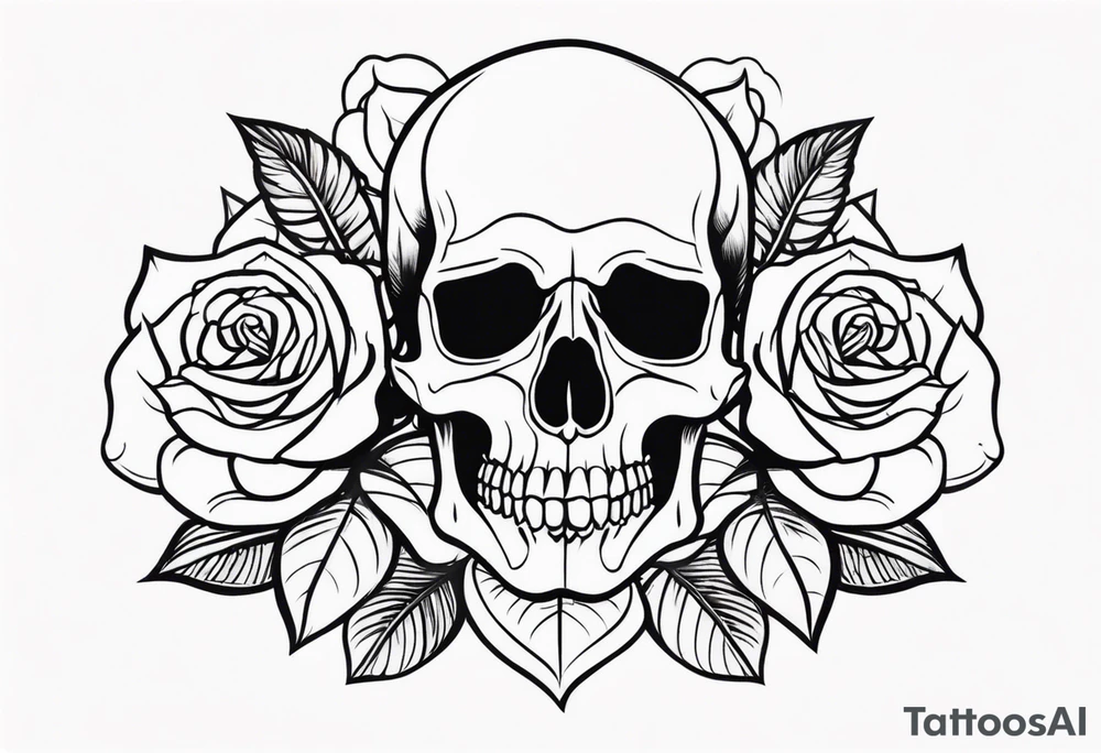skull and roses tattoo idea