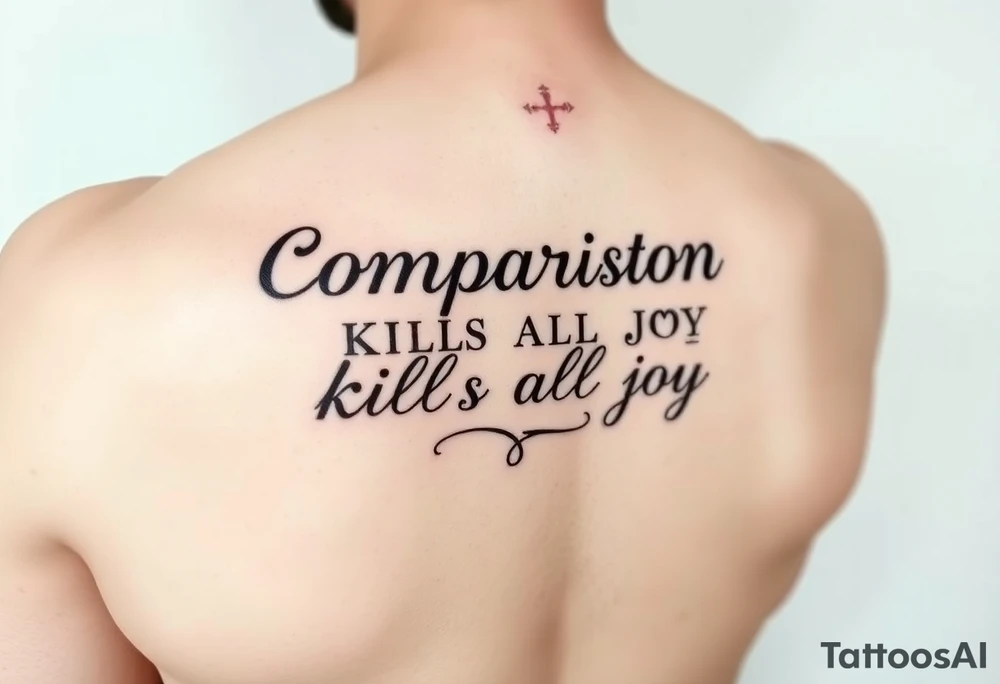 The quote Comparison Kills All Joy and then a design or something symbolic that relates to the quote on my for arm tattoo idea