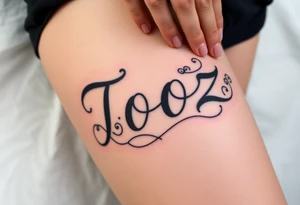 Tooz in cursive surrounded by large geers tattoo idea