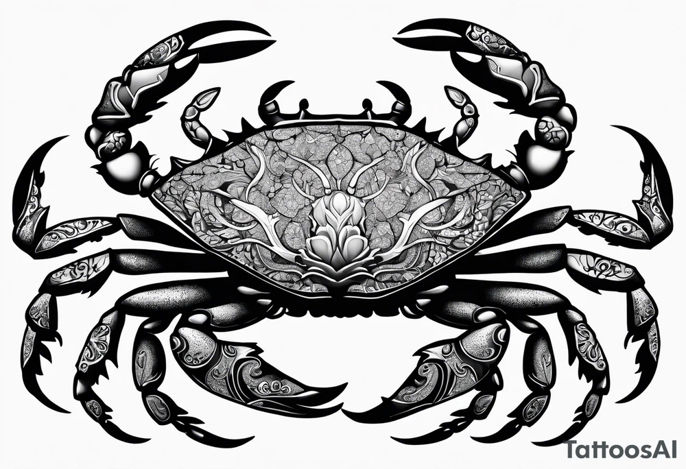 Zodiac crab with tree of life tattoo idea