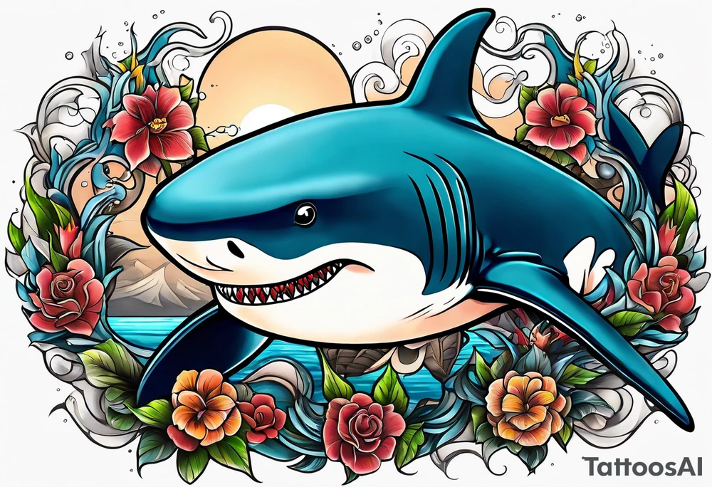 Shark and killer whale tattoo idea