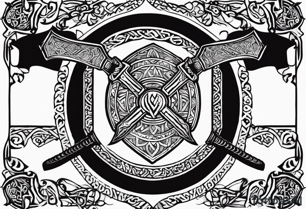 Valhalla viking shield axe sword tattoo idea
