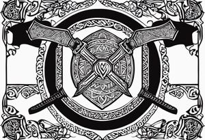 Valhalla viking shield axe sword tattoo idea