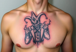 jester coming out of smoke tattoo idea