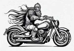 Viking riding a motorcycle front view tattoo idea