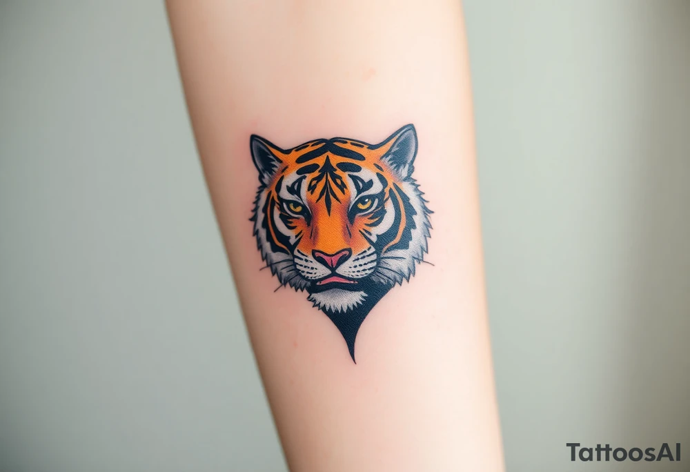 a full color cubist tiger tattoo illustrated in polyc tattoo artist style tattoo idea