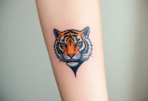 a full color cubist tiger tattoo illustrated in polyc tattoo artist style tattoo idea