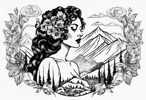 Persephone with mountains tattoo idea