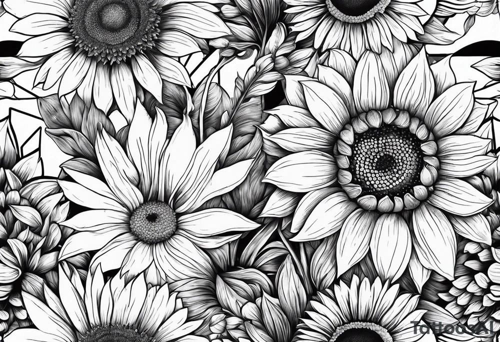sunflowers, Daisy, wildflower tattoo idea