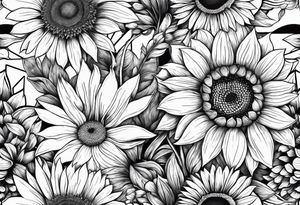 sunflowers, Daisy, wildflower tattoo idea