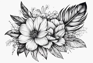 Floral feather tattoo idea