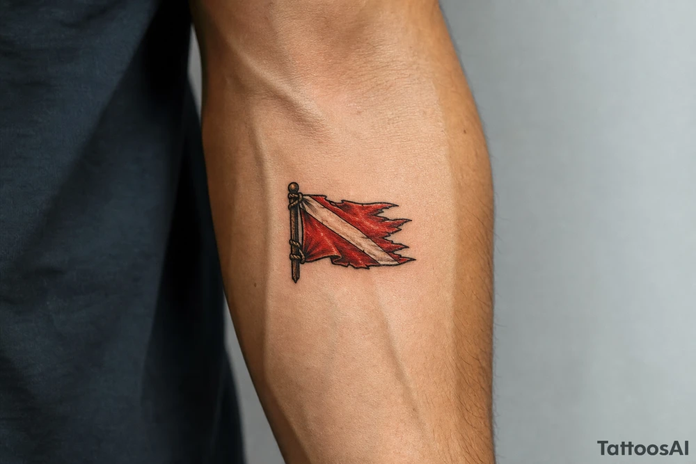 torn dive flag tattoo idea